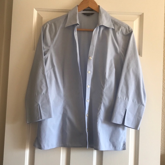 Lands' End Tops - Lands End Pinpoint Oxford No Iron 3/4 Sleeve